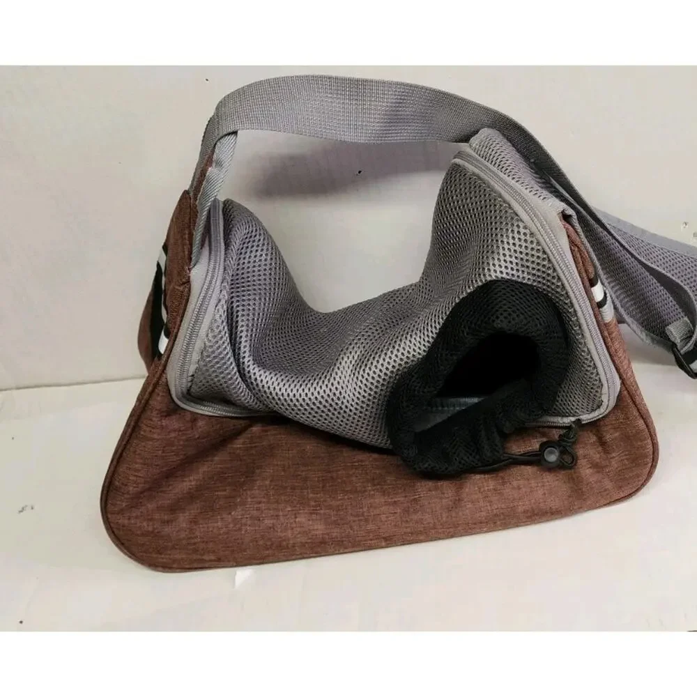 Over the shoulder dog sling/carrier for small dog And Cats . Black/Grey/ Brown